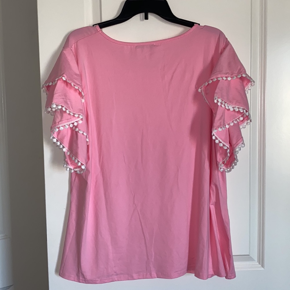 SHEIN Pink Butterfly Sleeve Shirt 4XL